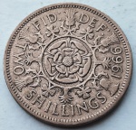 Reino Unido 1966 2 Shillings (florins) Rainha Elizabeth II Cupro-Níquel KM# 906