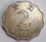 Hong Kong 1994 2 Dólares Cupro-Níquel KM# 64