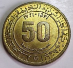 Argélia 1971 50 Cents Cobre-Alumínio-Zinco KM# 102