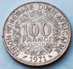África Ocidental 1971 100 Francos Níquel KM# 4