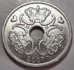 Dinamarca 2007 5 Coroas Rainha Margrethe II (1989 - 2024) Cupro-Níquel KM# 869