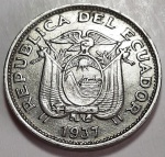 Equador 1937 20 Centavos Níquel KM# 77.1