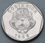 Costa Rica 1985 5 Colones Aço inoxidável KM# 214.2
