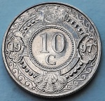 Antilhas Holandesas 1997 10 Cents Rainha Beatrix (1980 - 2013) Aço com revestimento de Níquel KM# 34