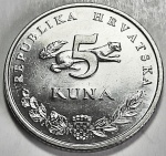 Croácia 1993 5 Kunas Cobre-Zinco-Níquel KM# 11 (6 Fotos)