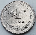 Croácia 1993 1 Kuna Cobre-Zinco-Níquel KM# 9.1 (4 Fotos)