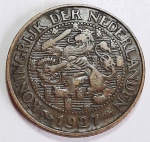 Países Baixos 1927 1 Cent  Bronze KM# 152