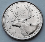 Canadá 2003 25 Cents Nova Efígie da Rainha Elizabeth II Aço com revestimento de Níquel KM# 493