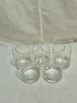 Jogo de 5 copos de suco em cristal lapidação oval fosca. Medindo 6,5cm x 11cm de altura.