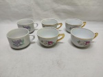 Lote de 6 xícaras de chá diversas em porcelana.