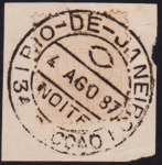 Brasil 1887 - Fragmento do império com selo da casa da Moeda e carimbo datador do Rio de Janeiro!