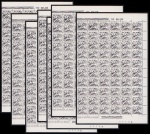 Brasil 1976 - Selo regular no valor de 1 Cruzeiro, Bananeiro, seleção de 7 folhas completas de 110 selos cada, todas sem carimbo com goma perfeita! Catálogo RHM 564. Valor de catálogo em R$ 1.540,00!