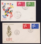 Itália e Grécia - EUROPA CEPT, seleção de 2 envelopes com selos e carimbos comemorativos!