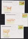Gabão 1992 - Fauna, série de 3 envelopes FDC's com selos e carimbos comemorativos!