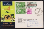 Inglaterra 1961 - (VOO ROMA - MANILLA) Envelope oficia da British Overseas Airways Corporation (BOAC) voado em primeiro voo com selos e carimbos do voo e de circulação!