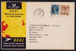 Inglaterra 1958 - (VOO LONDRES - CARACAS) Envelope oficia da British Overseas Airways Corporation (BOAC) voado em primeiro voo com selos e carimbos do voo e de circulação!