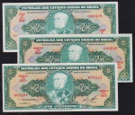 Brasil - Seleção de 3 cédulas antigas no valor de 2 Cruzeiros Caxias, novas sem circulação ou uso com 3 assinaturas de ministros diferentes!