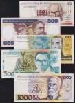 Brasil - Seleção de 5 cédulas do Brasil, diferentes, perfeitas e sem sinais de uso! Oportunidade!