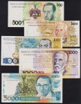 Brasil - Seleção de 5 cédulas do Brasil, diferentes, perfeitas e sem sinais de uso! Oportunidade!