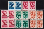 Bulgária 1967 - Frutas, série completa em quadras sem carimbo com goma!