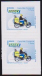 Brasil 2009 - Selo regular SEDEX em par vertical sem carimbo autocolante com variedade de cor amarela deslocada!