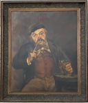 GEORGE HORVATH (Romênia 1876 / 1933) - Obra em óleo sobre tela "figura masculina com cachimbo", assinada no canto inferior direito. Proteção de moldura adornada com entalhes. Medida da obra 50 x 60cm. Medida total 62 x 73cm.