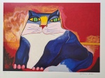 Aldemir Martins, Gato Azul, gravura, tiragem 27/120, 50x66cm, Edição Póstuma, sem moldura