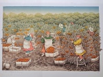 Dila, Colheita de Laranja, gravura, tiragem 29/100, 1992, 59x76cm, sem moldura, necessita de limpeza