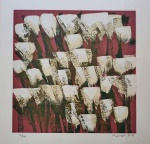 Olímpia Couto, Tulipas, gravura, tiragem 30/120, 50x50cm, sem moldura, necessita de limpeza