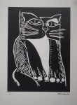 Aldemir Martins, Gato Preto, gravura, tiragem PE, 70x50cm, Edição Póstuma, sem moldura