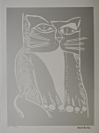 Aldemir Martins, Gato Prateado, gravura, tiragem 35/100, 50x70cm, Edição Póstuma, sem moldura
