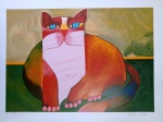 Aldemir Martins, Gato Vermelho, gravura, Edição Póstuma, tiragem 54/120,50x70cm, sem moldura