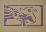 Aldemir Martins, Pássaro, xilogravura, assinada pelo artista, tiragem 65/200, 1990, 16,5x24cm, sem moldura