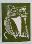 Aldemir Martins, Gato verde, Gravura, EDIÇÃO PÓSTUMA, tiragem 12/100, sem moldura, 70x50cm