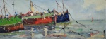 Mendes, Embarcação, óleo sobre tela colado em madeira, 15x40cm, sem moldura
