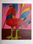 Aldemir Martins, Galo Vermelho, gravura 40/120, 60x50cm, EDIÇÃO PÓSTUMA, sem moldura