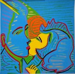 Rubens Gerchman, Beijo, gravura, tiragem 86/100, 72x80cm, sem moldura