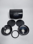 Conservado Lote com  2 lentes  Japonesas  -  Lente Lentar telephoto lens S-VII   -  Lente Lentar Wideangle Lens S-VII  -  Acompanha Adaptador  e Protetores de lente   -  Acondicionadas na Case de couro  -  Medida da Case:  8,5 x 11,5 x 8 cm.