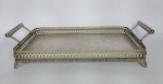 Antiga Bandeja em Metal com galeria vazada  -  Medida:  38,5 x 19,5 x 7 cm.