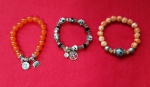 Lote de 3 pulseiras indianas elásticas em metal e contas - Dimensões: 7cm