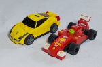 Miniatura de Carros  -  LEGO  - Lote com 2 Carros  -   Coleção Promocional  SHELL V-POWER  -  Edição Limitada  -  FERRARI 150 ITALIA  -  FERRARI 458 ITALIA   -  2011  -  Medida:  9 cm.