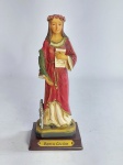 Linda Imagem Religiosa representando -  SANTA CÉCILIA  -  Escultura em Resina e Base em Madeira  -  TERESA ITALY STYLE.  Medida: 13,5 cm altura.