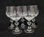CRISTAIS HERING - LOTE COM CINCO TAÇAS  EM GROSSO CRISTAL LAPIDADO. MARCADO NA BASE. MEDINDO 16.5 X 8.5 CM