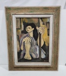 EDNA - Quadro óleo sobre eucatex. "Mulher"  Assinado e datado 1970. Medindo a moldura 69 x 56 cm