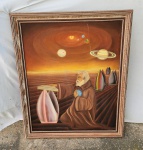 WILMA LACERDA - ANTIGO QUADRO ÓLEO SOBRE TELA. COM  RESTAURO. MEDINDO A MOLDURA 104 X 85 CM. ESTE LOTE SÓ PODE SER DESPACHADO VIA TRANSPORTADORA