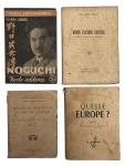 LIVROS RAROS - Conjunto composto por quatro livros históricos e ensaísticos, edições antigas, em brochura original, com acentuada pátina do tempo, manchas, oxidação e desgaste compatíveis com a idade, características valorizadas por colecionadores. Destaques do lote: Noguchi, de Vianna Junior, coleção Figuras Contemporâneas, Norte-Editora, com capa ilustrada. Novos Estudos Críticos, de José Maria Bello, 1912, ensaios sobre Machado de Assis, Joaquim Nabuco e outros. Memórias Históricas do Rio de Janeiro, Instituto Nacional do Livro / Imprensa Nacional, tomo antigo. Quelle Europe?, ensaio político europeu, editora Le Portulan, França. Peças indicadas para colecionadores, pesquisadores e amantes de livros raros, especialmente pela diversidade temática (biografia, crítica literária, história do Rio de Janeiro e pensamento político europeu). Medida aproximada 20 x 15 cm.