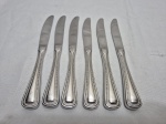 Jogo de 6 facas de sobremesa em aço nobre inox Meridional 18/10, modelo perolado. Medindo 19,5cm de comprimento.