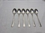 Jogo de 6 colheres de sobremesa em aço nobre inox Meridional 18/10, modelo perolado. Medindo 18cm de comprimento.