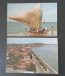 2 Postais - Brasil - Fortaleza !! Jangada na Volta da Pesca !! decada de 1970 !! e outro Av. baira Mar Aracaju !! datado de ano de 1968 !! acervo de colecionador !!