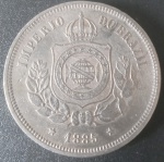 Moeda ´- Brasil !! valor de 100 reis data de 1885 !! estado MBC +++ !! tempo do Imperio do Brasil !! material cuproniquel !! valor de mercado cerca de 50 REais, dificil de aparecer assim !!